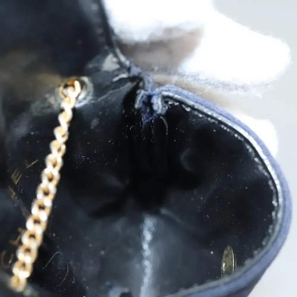 Chanel Mini Matelasse Cotton Chain Pouch Navy Gold CC Blue